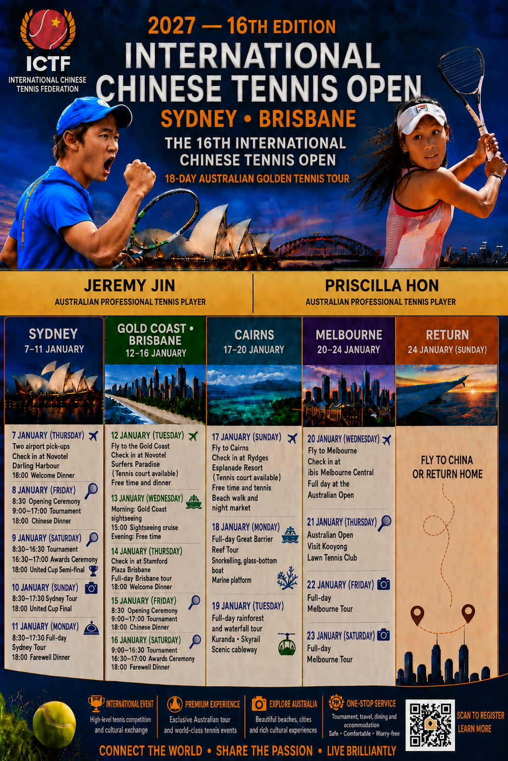 2027 16th International Chinese Tennis Open itinerary