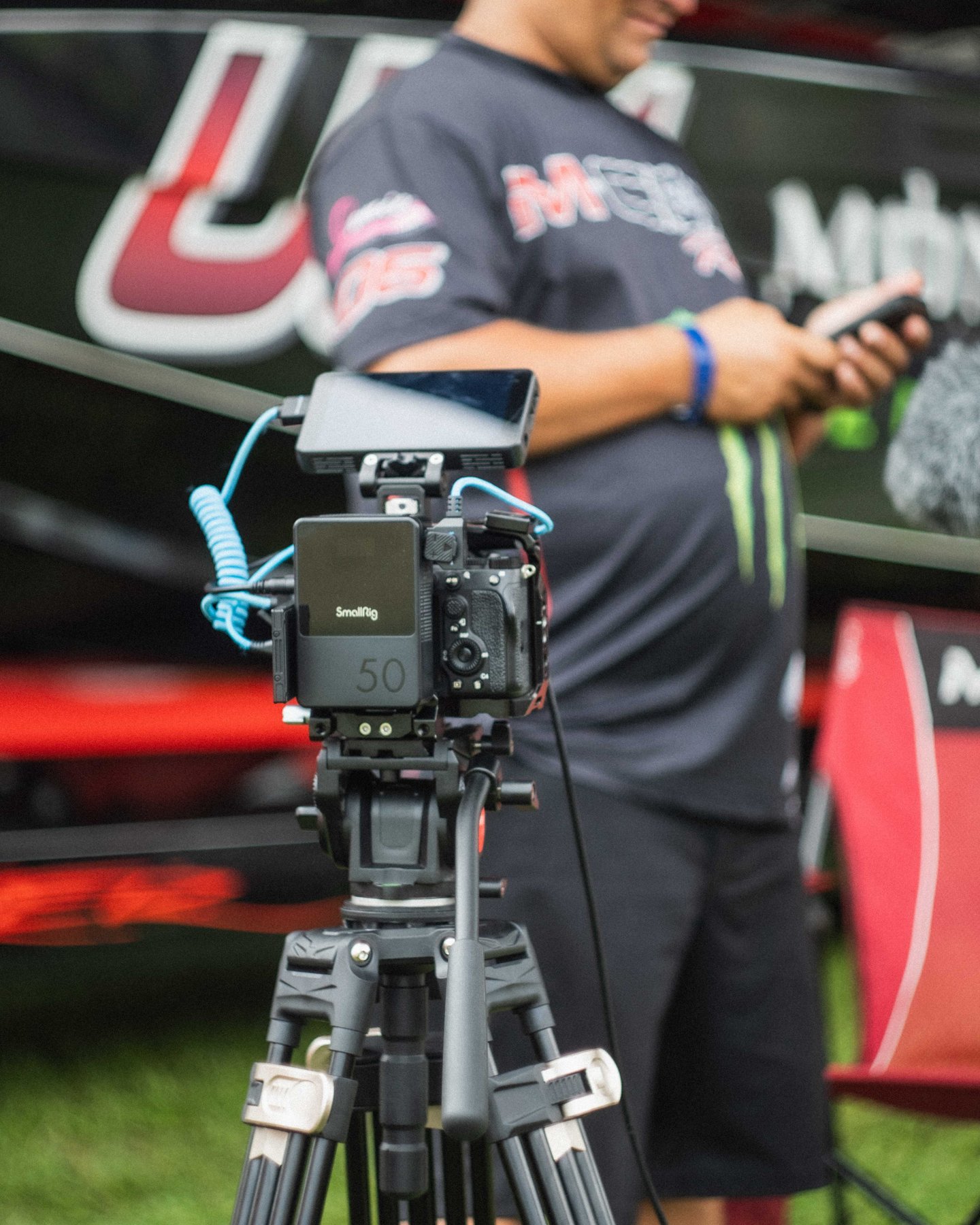 Camera setup beside a racing boat