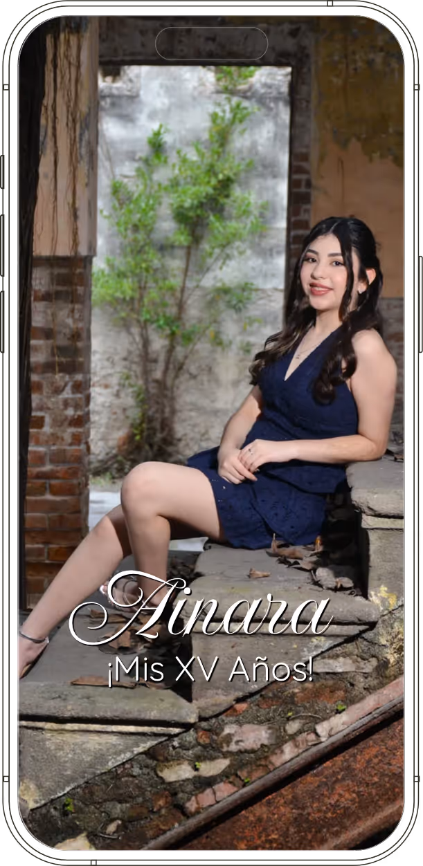 Quinceañera en sesión elegante para invitación digital de XV años