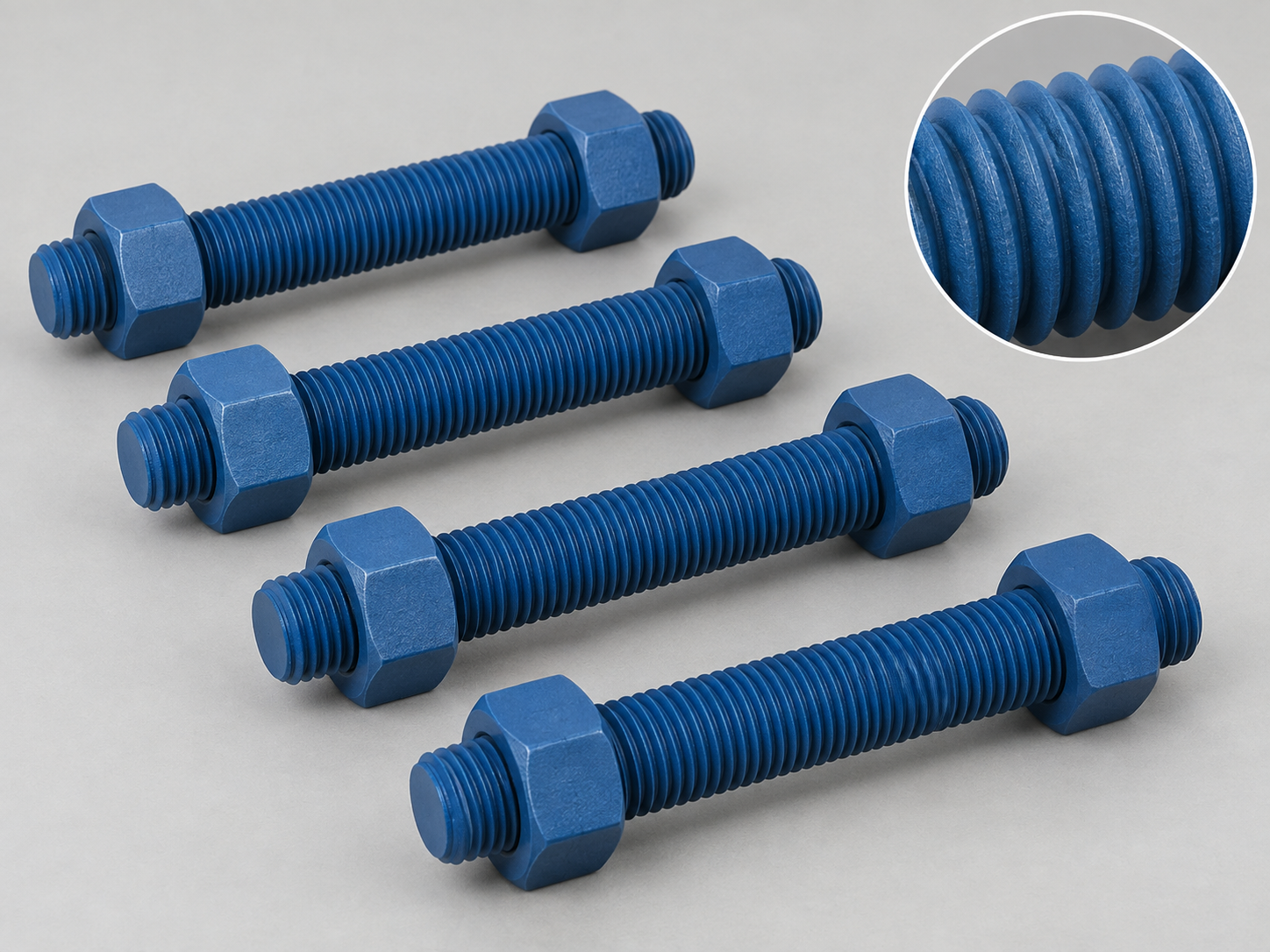 Blue PTFE coated A193 B7 stud bolts