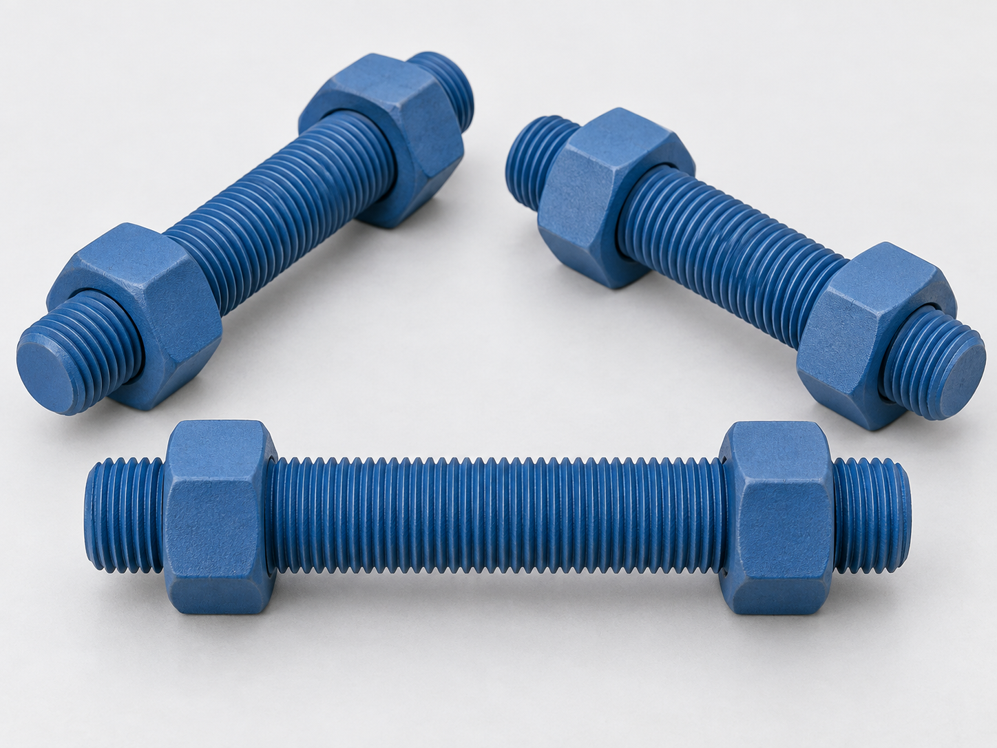 ASTM A320 Grade L7 blue PTFE coated stud bolts with heavy hex nuts