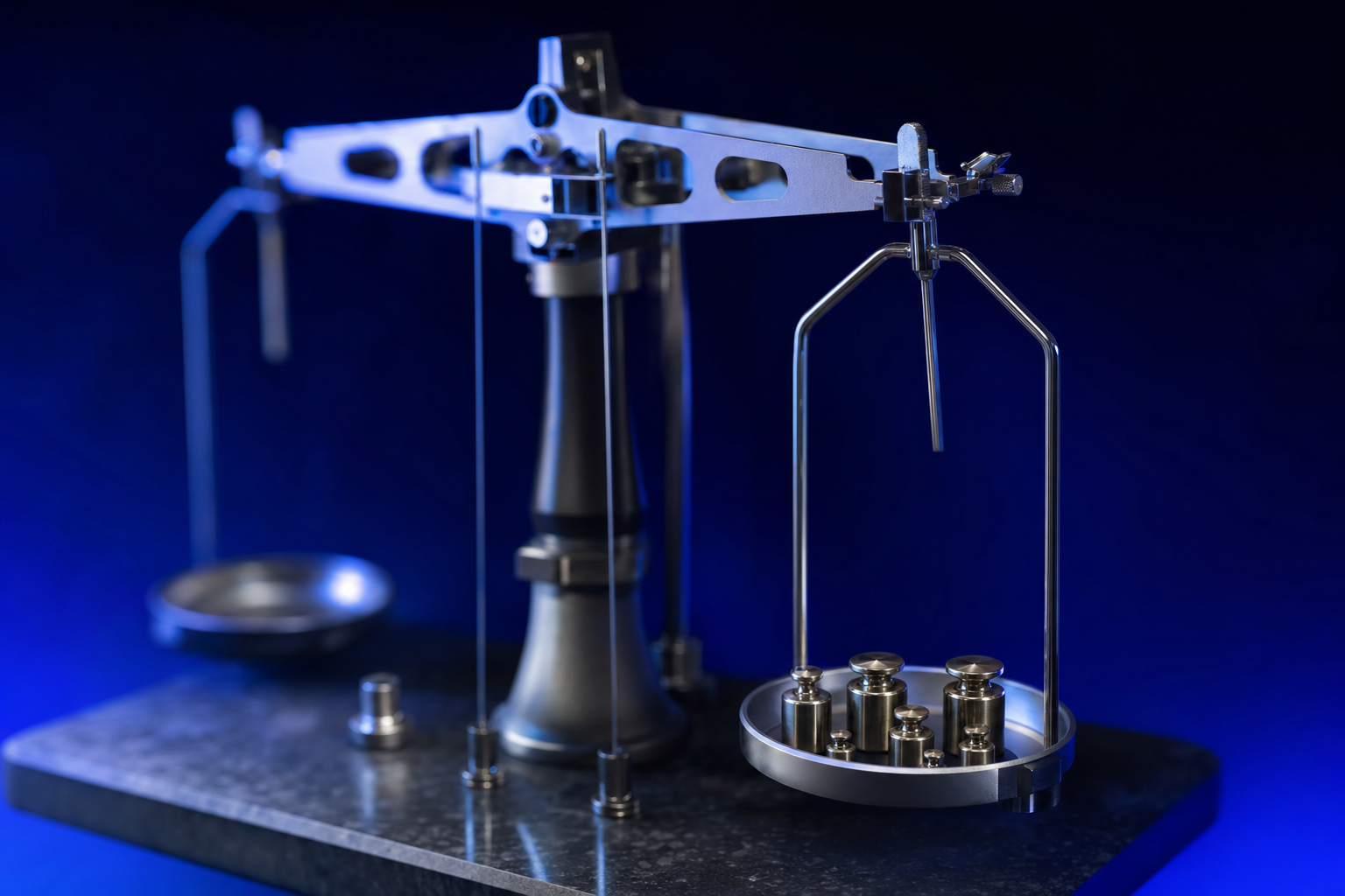 Precision calibration weights on a lab scale, representing a justified raise number instead of a guess