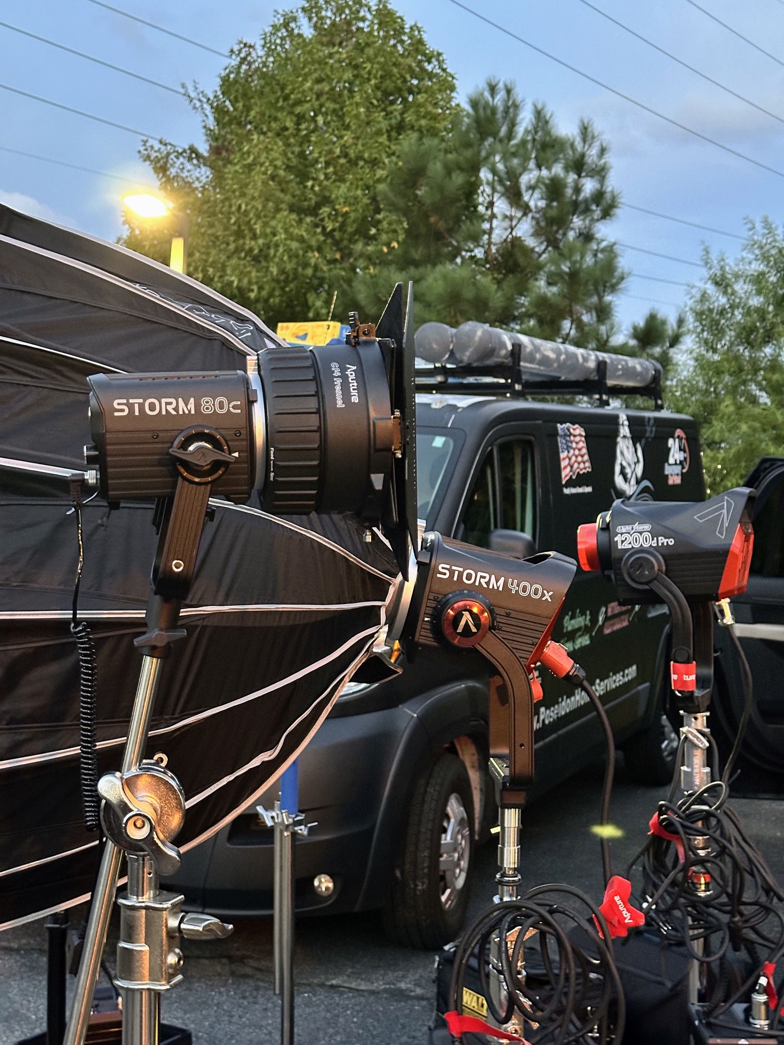 Aputure Storm lighting set up for a shoot by Uncharted Media