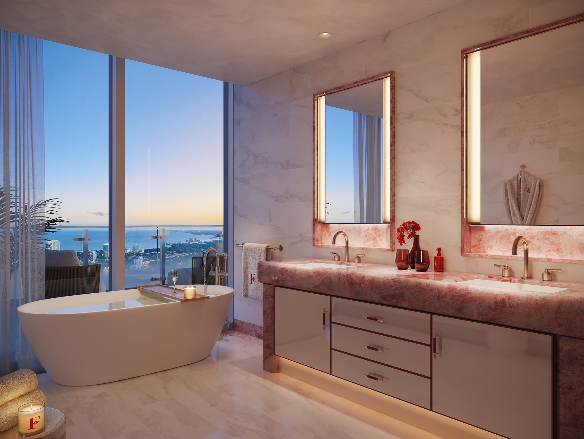 Primary bathroom Faena Residences Miami