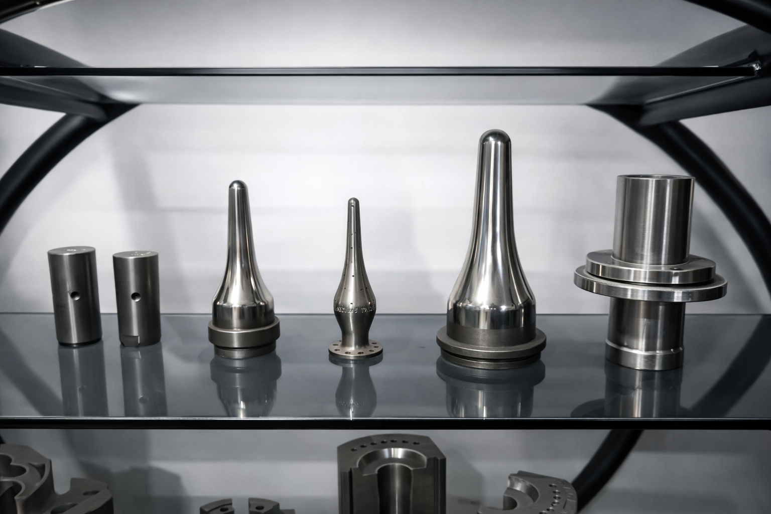 Showcase of precision-turned IS machine plungers and pins of varying sizes