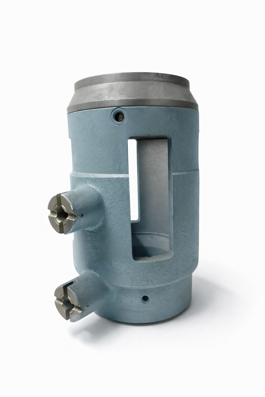 CNC-machined actuator housing component for glass forming machinery