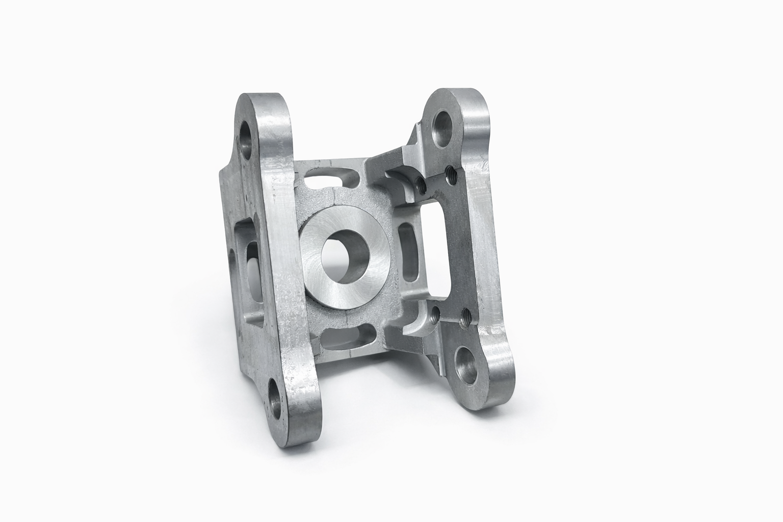 Multi-axis CNC-machined precision mounting bracket for glass machinery