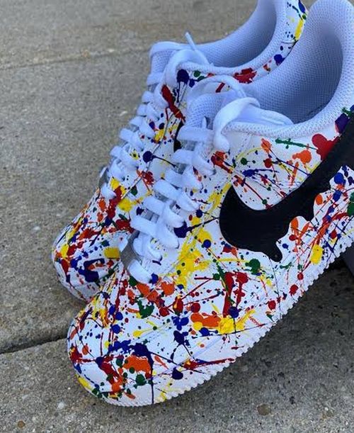 Custom Nike Cortez with paint-splatter design