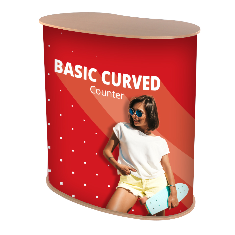 Zoom curved exhibition counter
