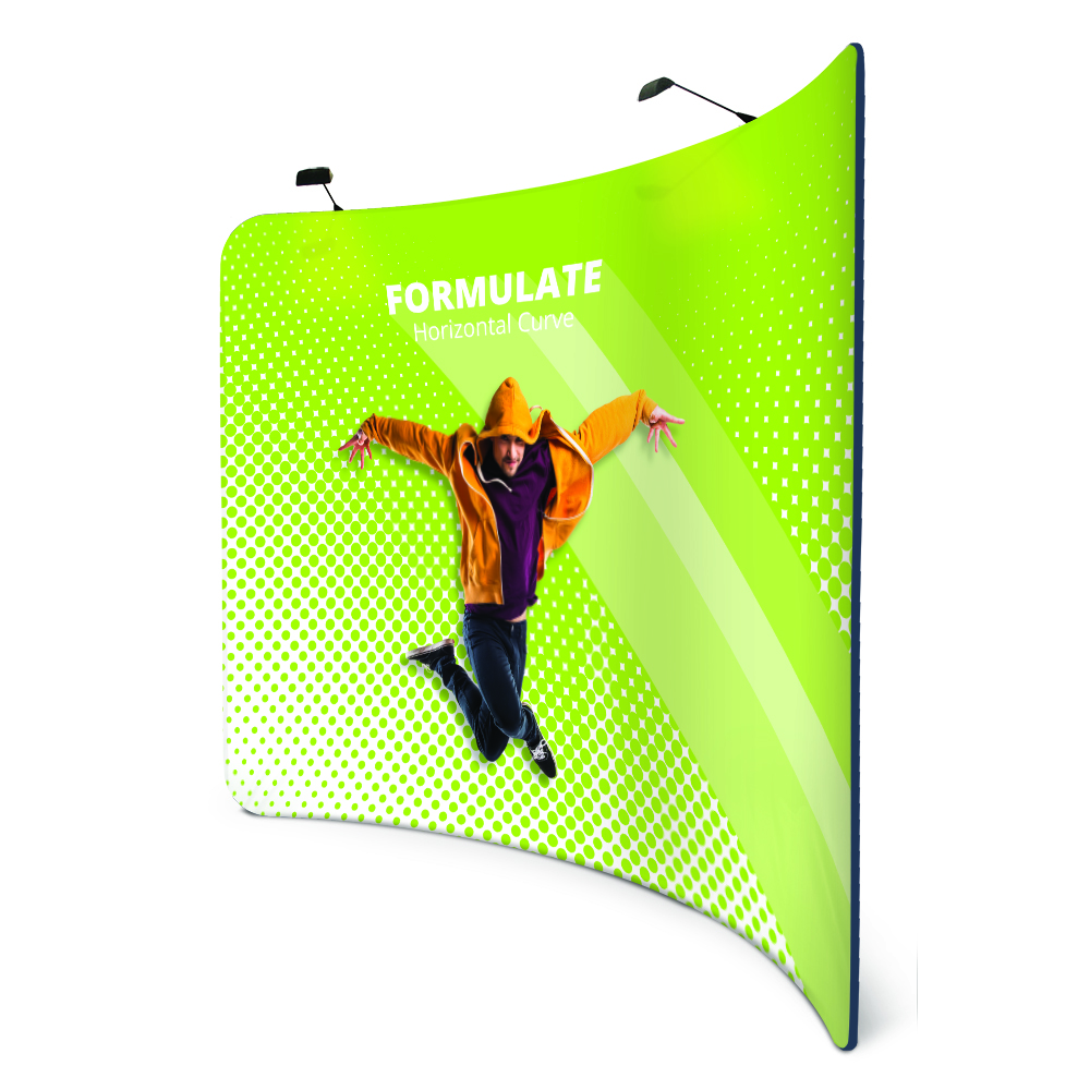 Formulate horizontal curve tension fabric backwall