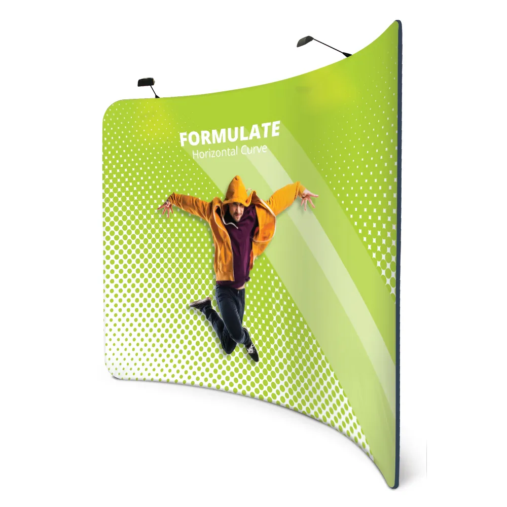 Formulate horizontal curve tension fabric backwall