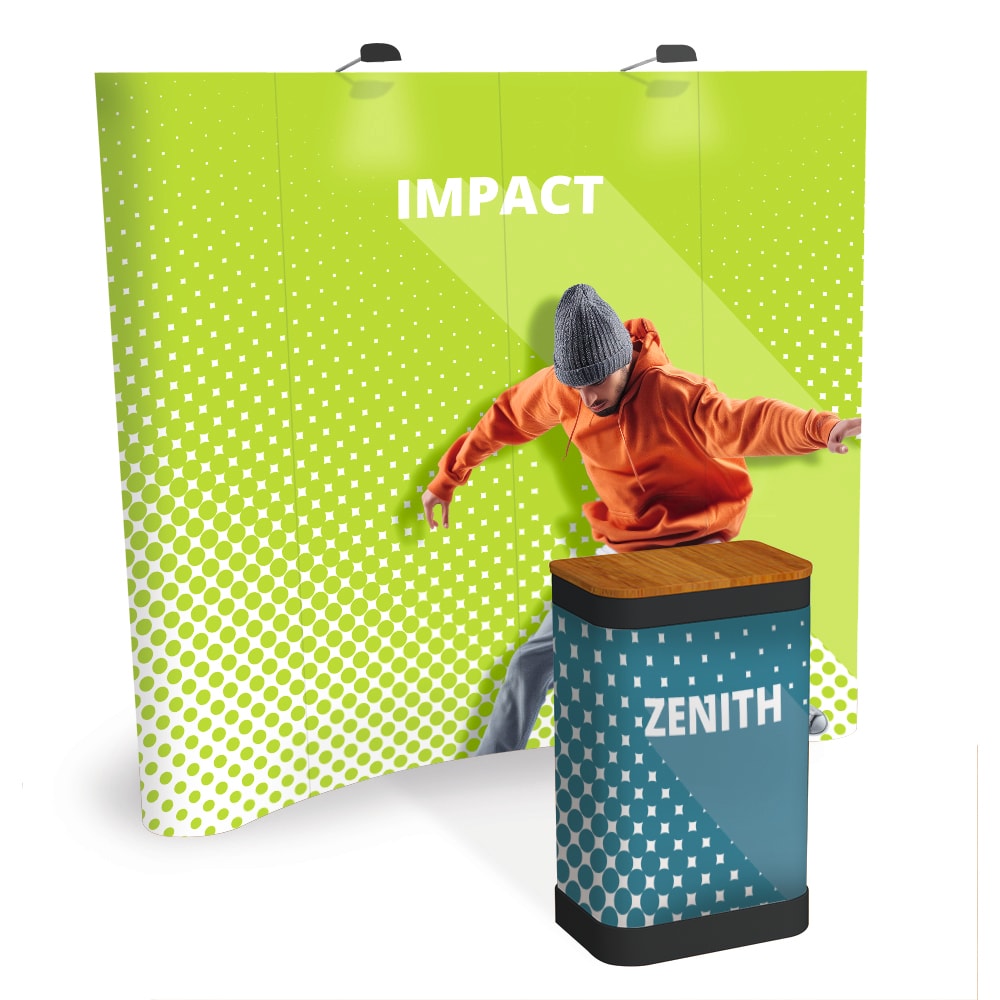 Impact pop-up curved backwall