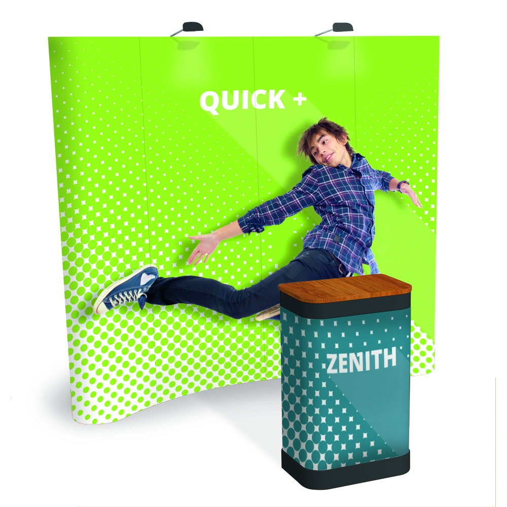 Quick+ curved pop-up backwall
