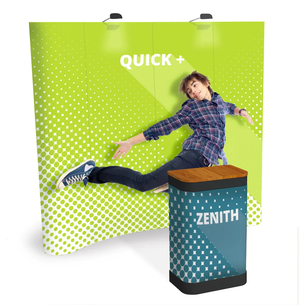 Quick+ curved pop-up backwall