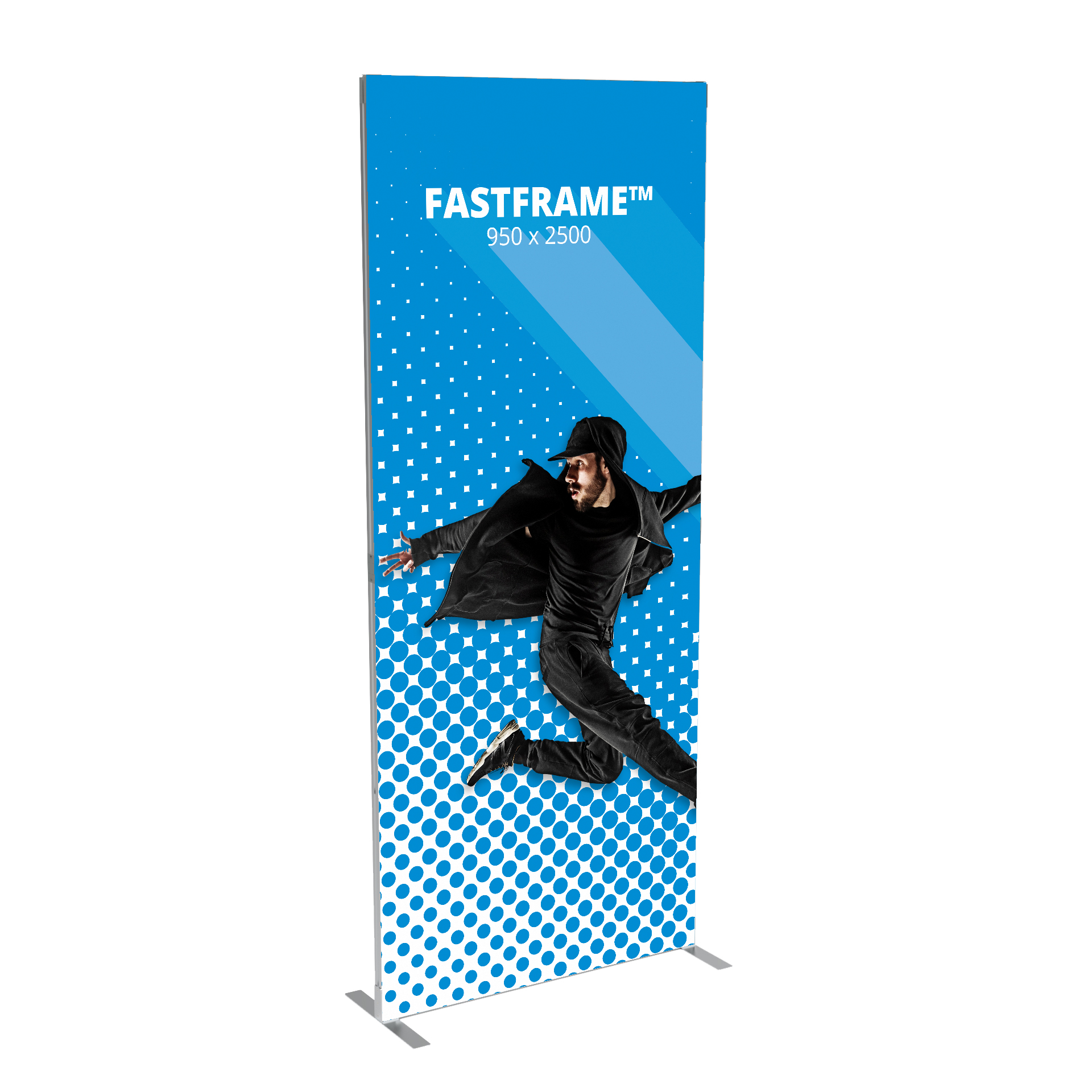 FastFrame 950 x 2500mm frame with graphic