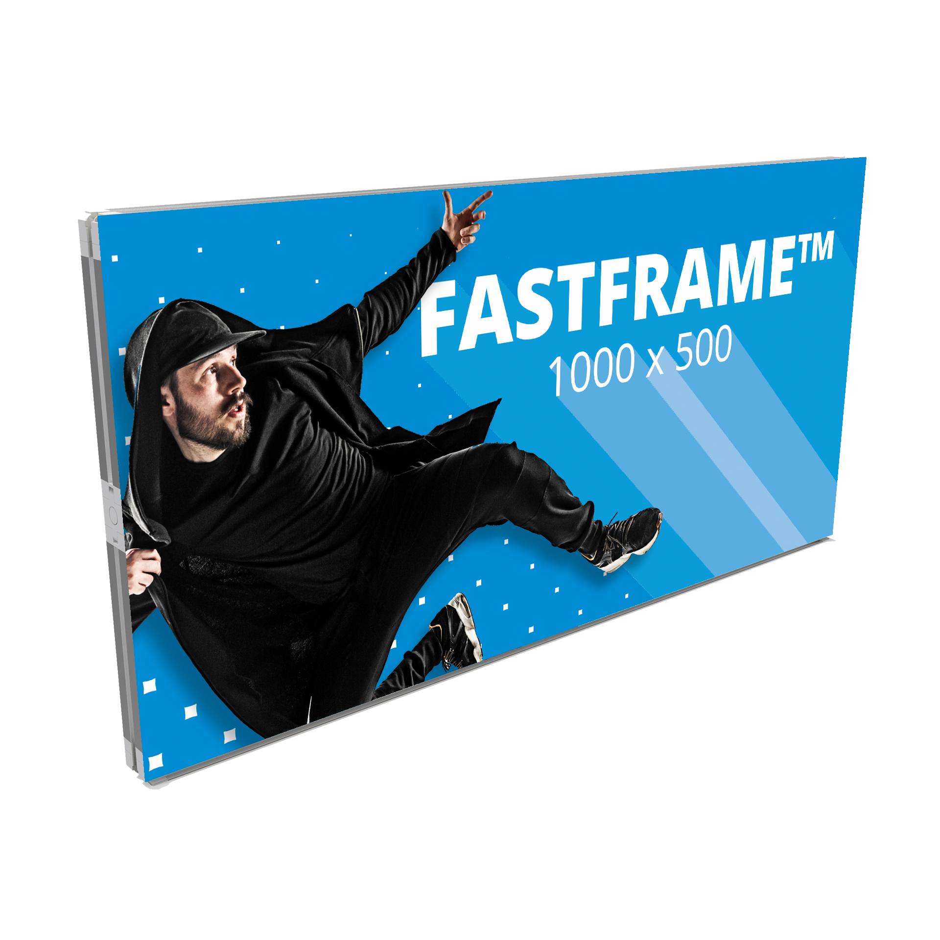 FastFrame 1000 x 500mm frame with graphic