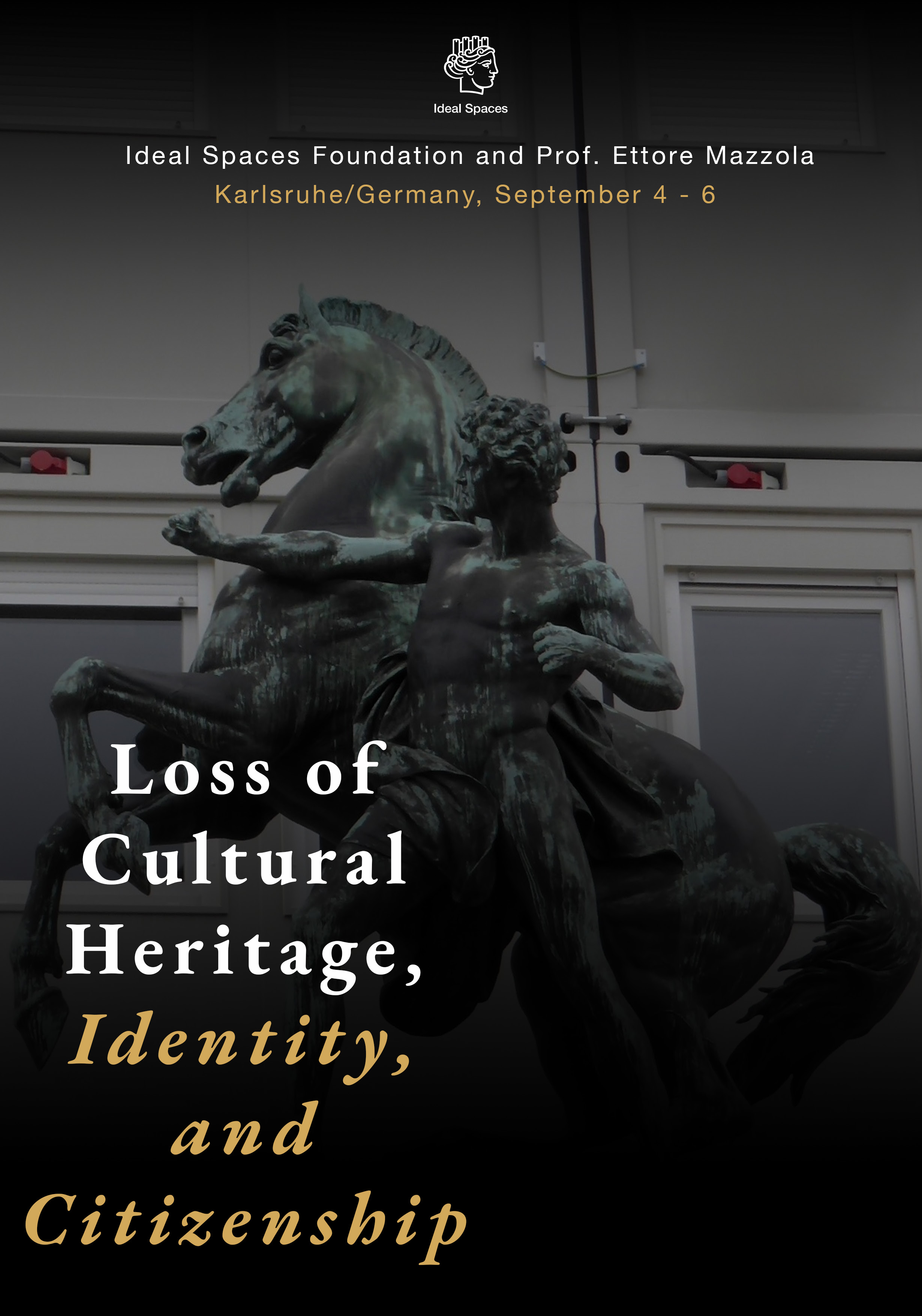 Symposium poster with bronze horse statue, Karlsruhe