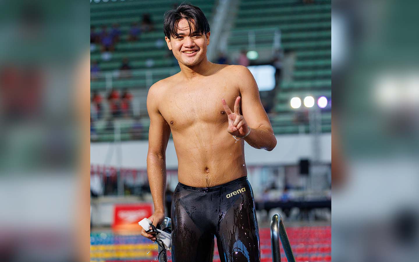 An athlete poolside after competing at the F1RST Pro Swim Series 2026