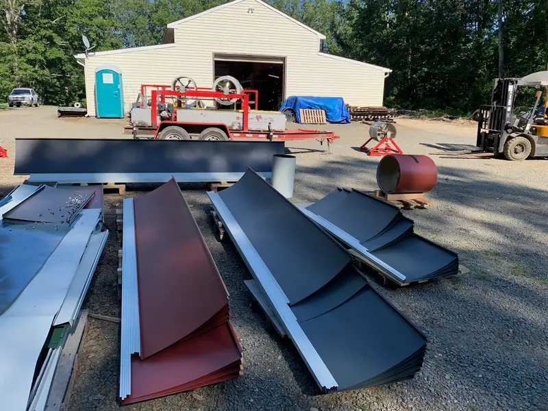 Standing seam metal panels at a contractor delivery