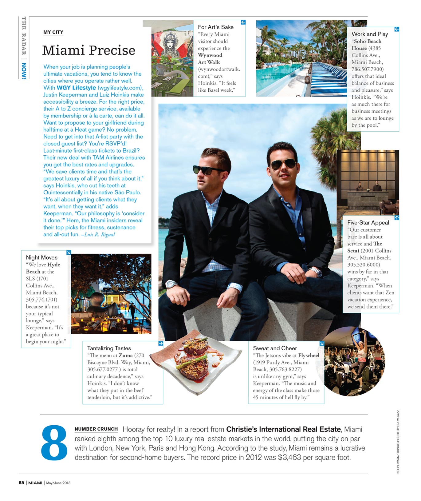 Miami Precise feature from Miami Magazine, May and June 2013, featuring Justin Keeperman