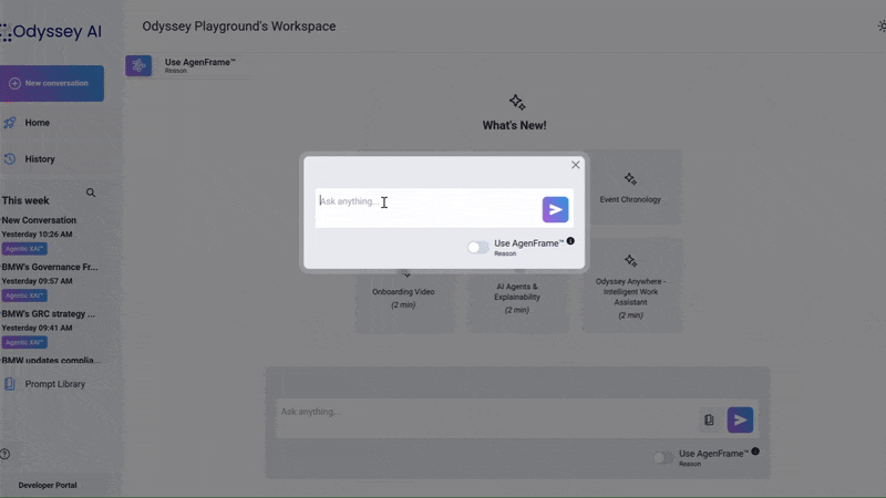AgenFrame and Agent Fleet workflow in Odyssey AI