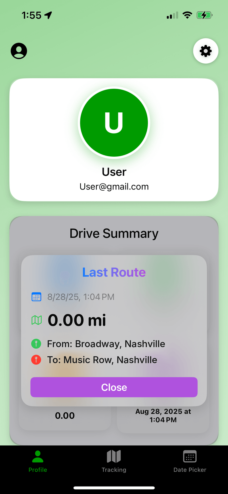 MyMilez last route details
