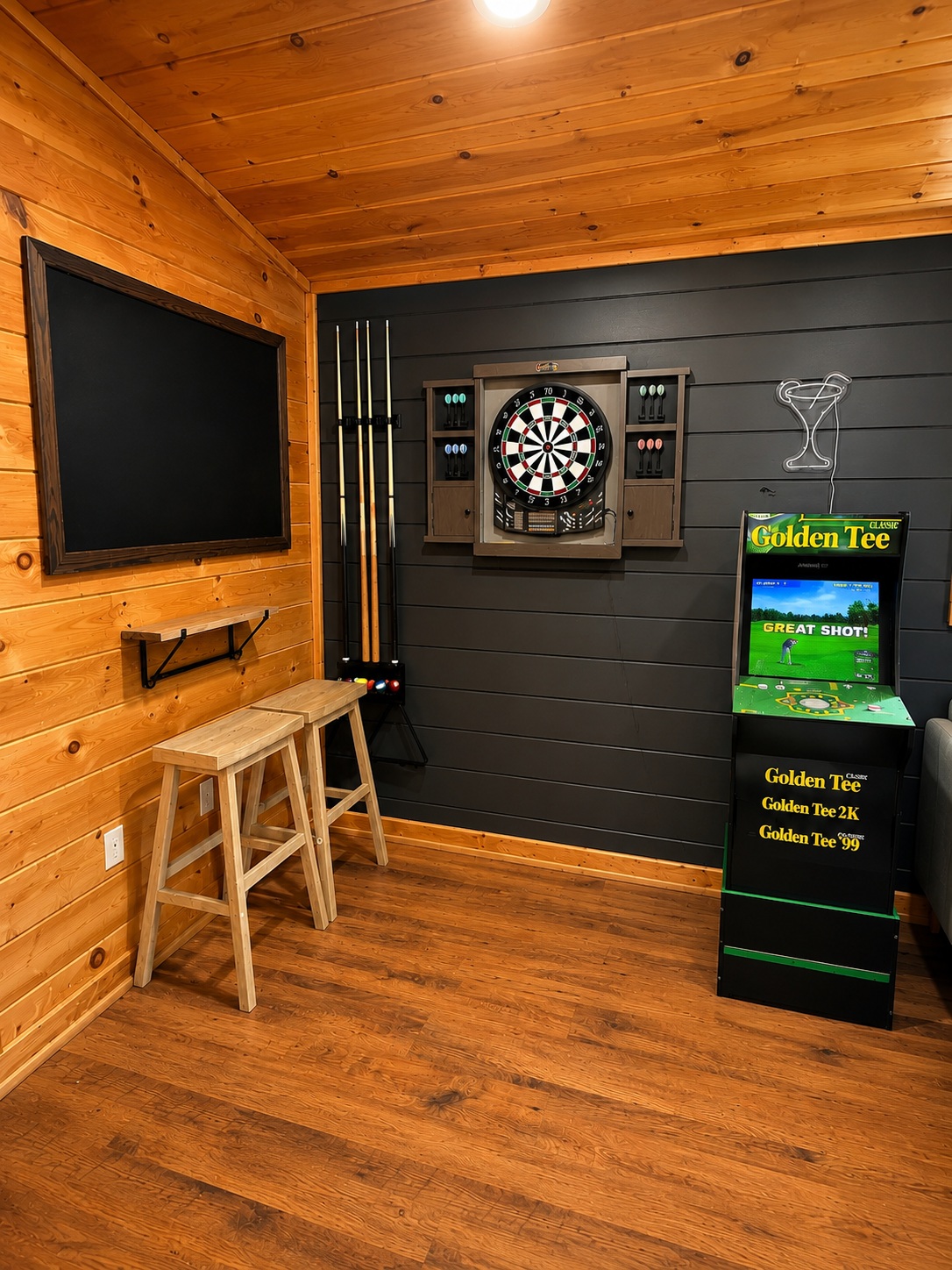 Darts and arcade game area