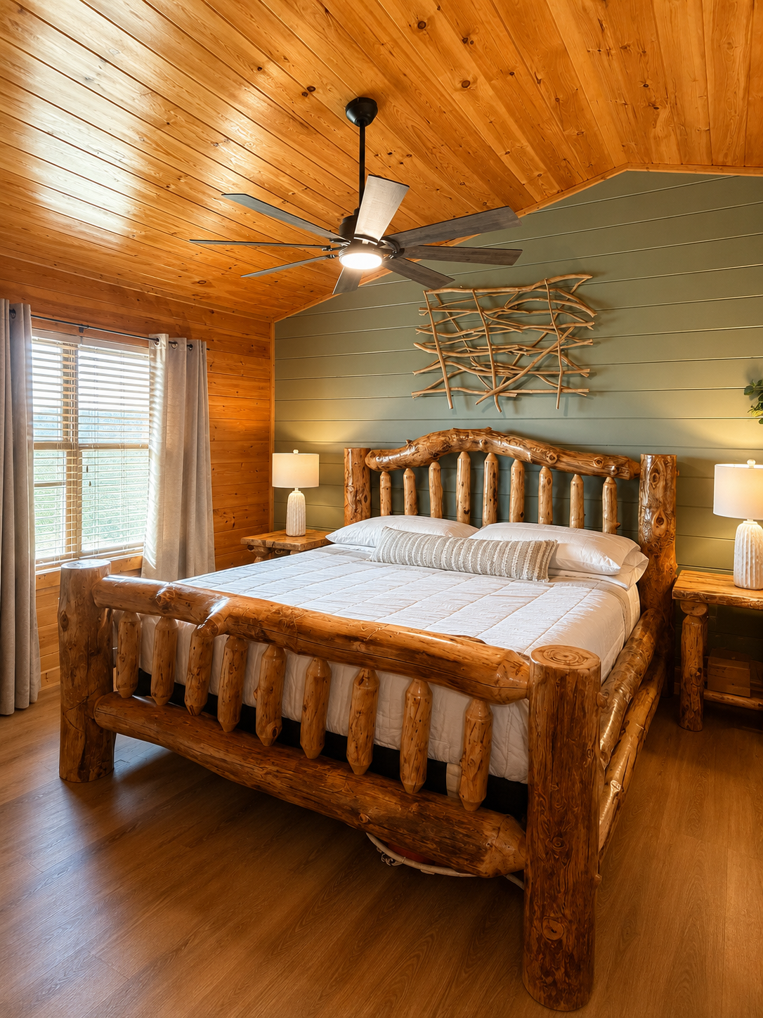 Log bed bedroom