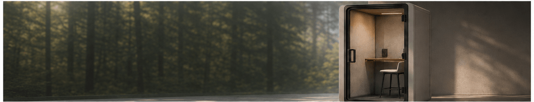 Silent Bubble acoustic pod, wide forest view
