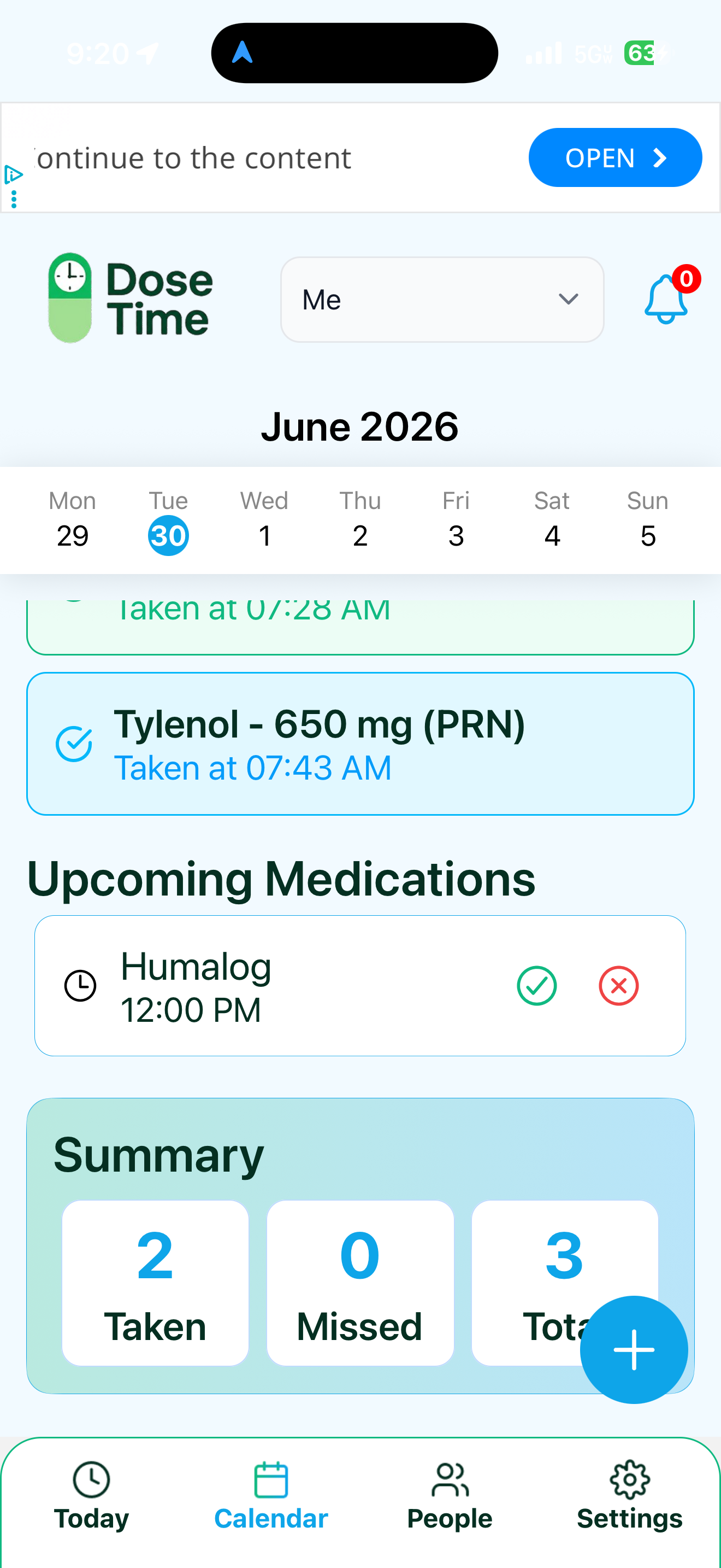 DoseTime onboarding screen asking if the user is an Individual or Caregiver