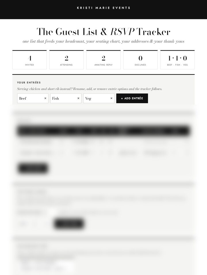 The Guest List & RSVP Tracker tool, live