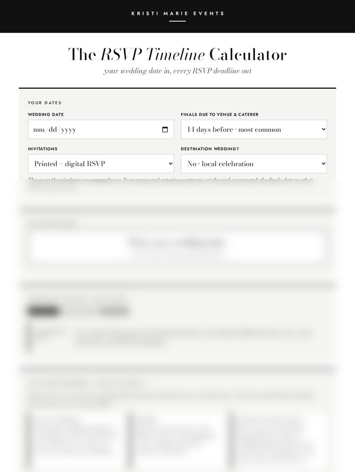 The RSVP Timeline Calculator tool, live