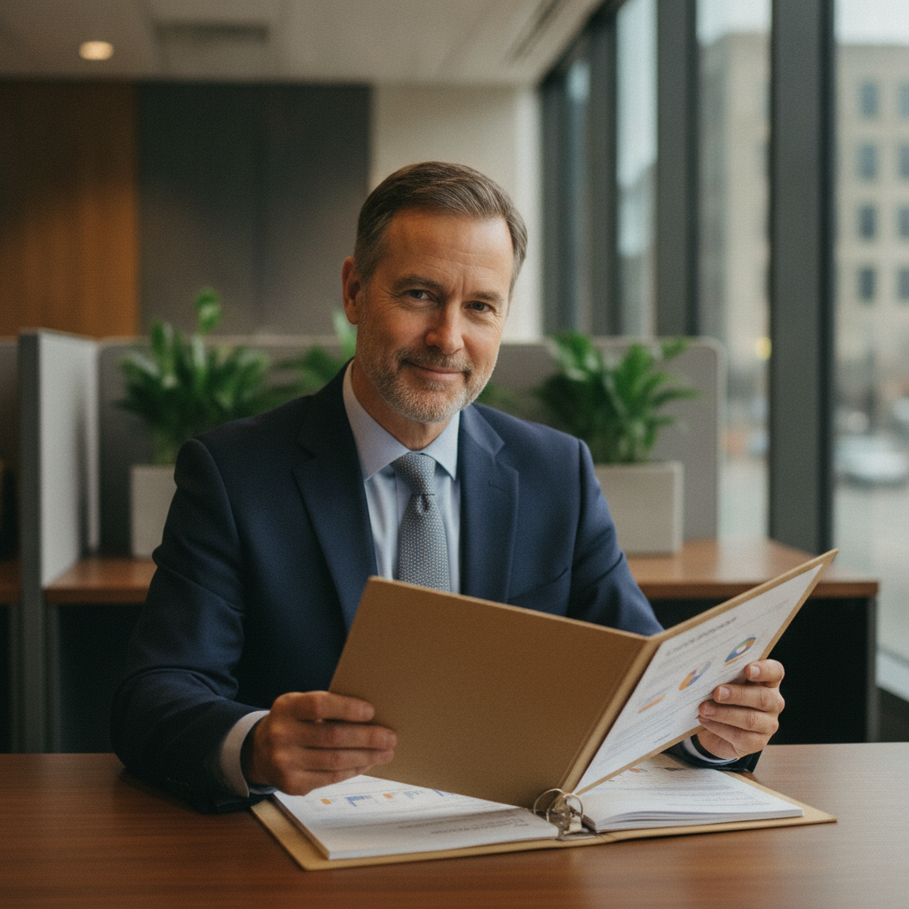 A loan officer reviewing a well-prepared proposal