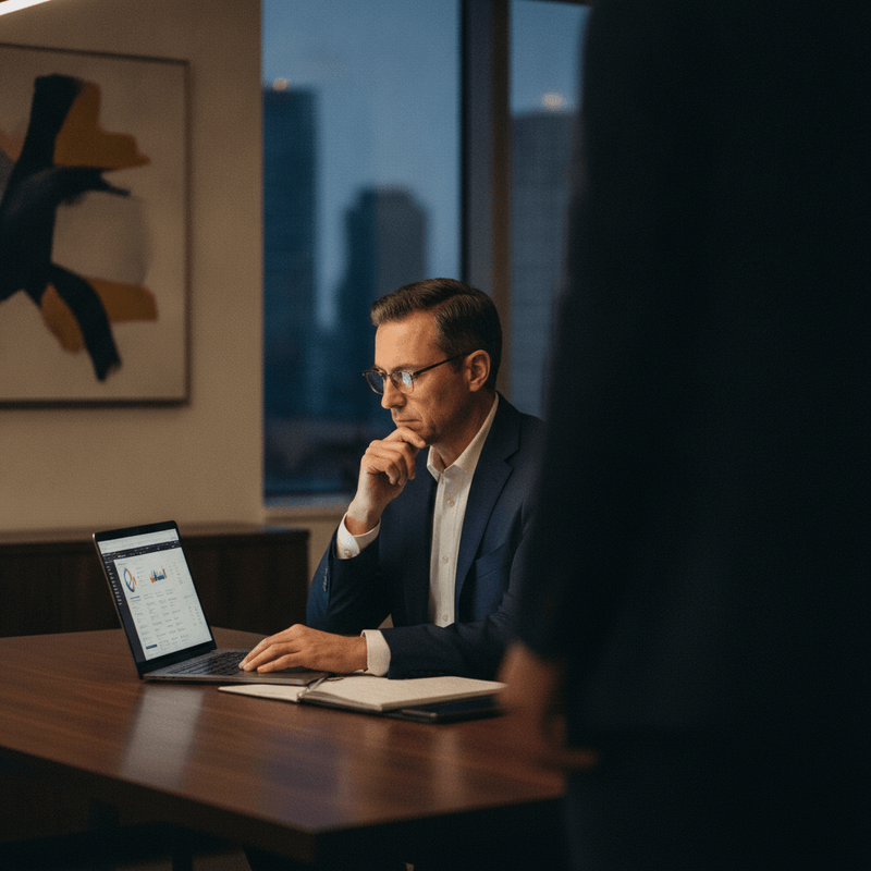 A fractional CFO reviewing financial strategy