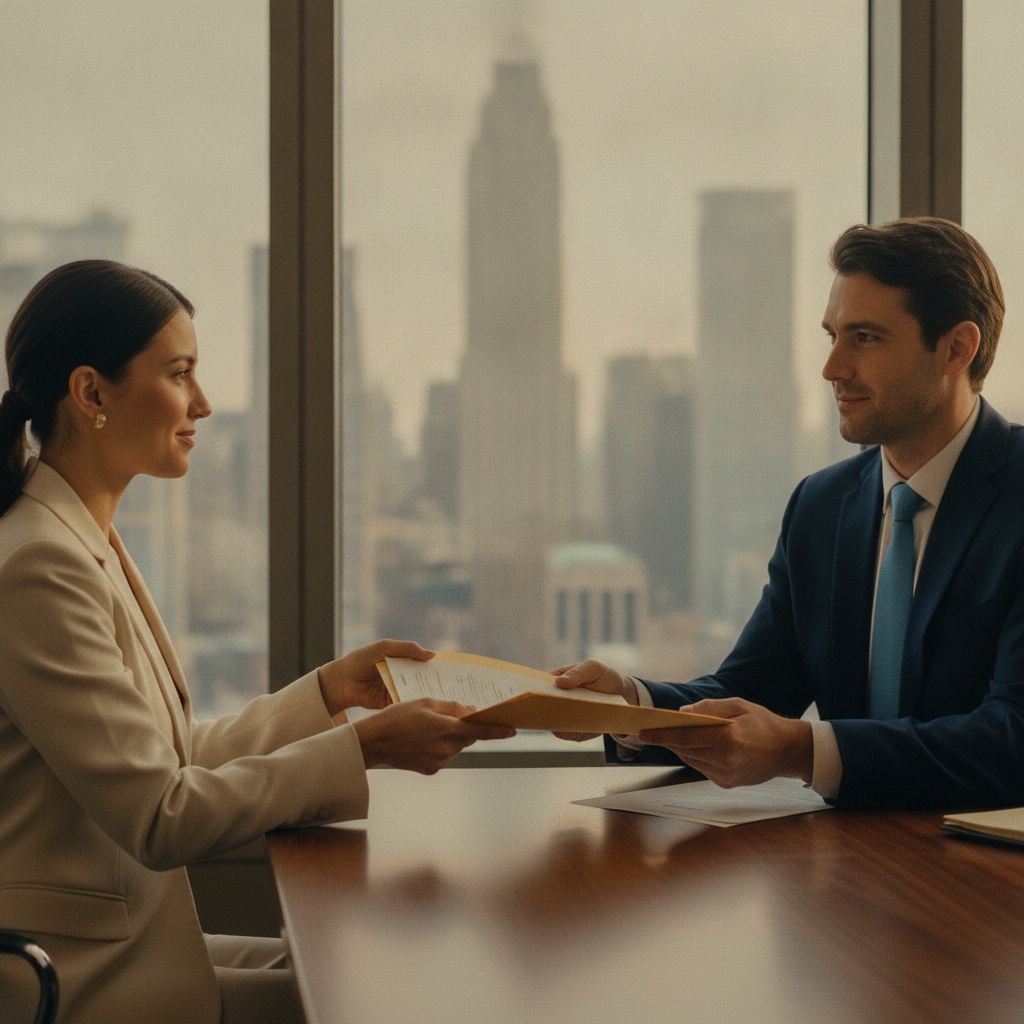 A business owner handing financial work to a trusted accountant