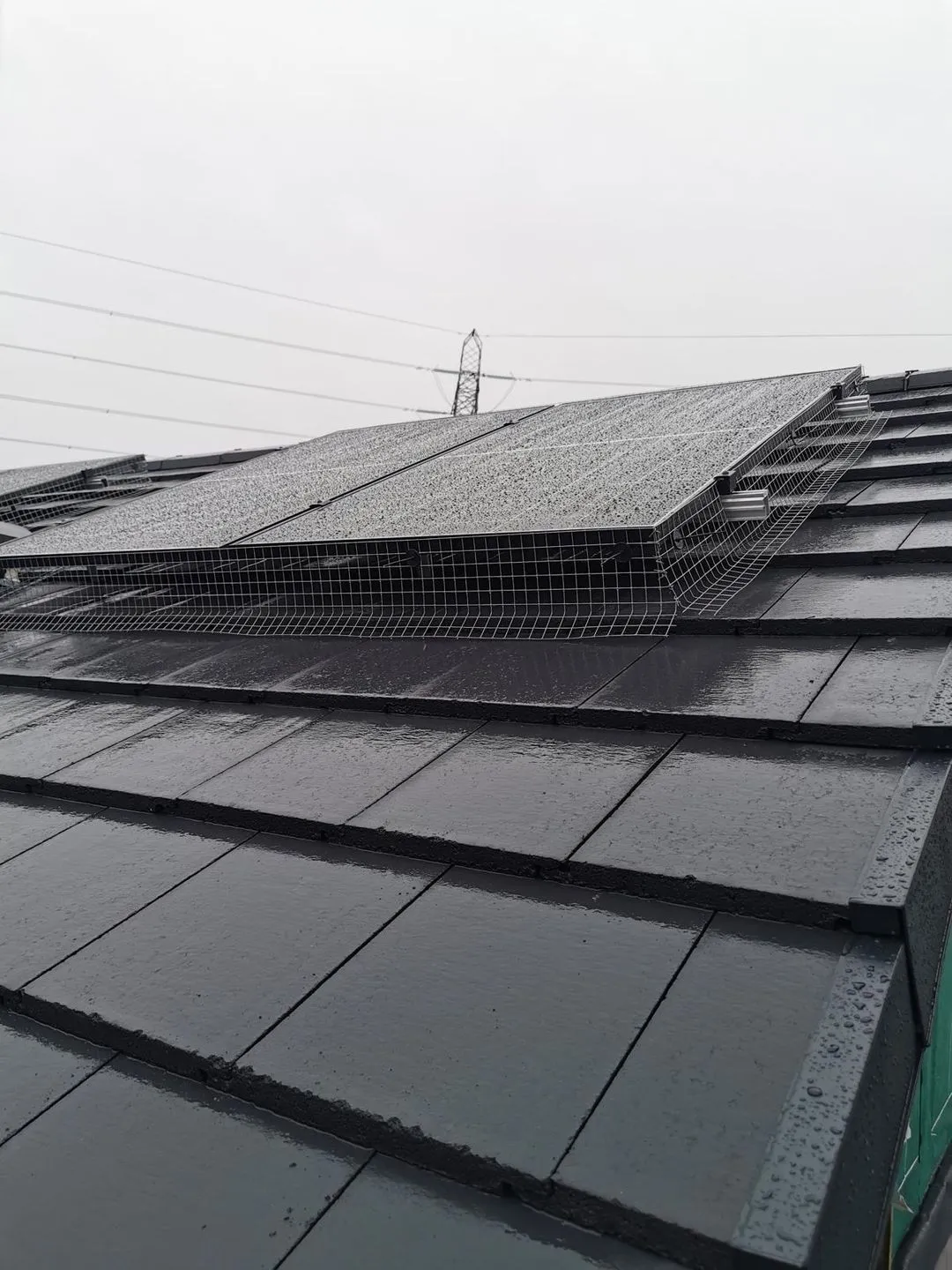 Solar panels flush-fitted into a slate roof