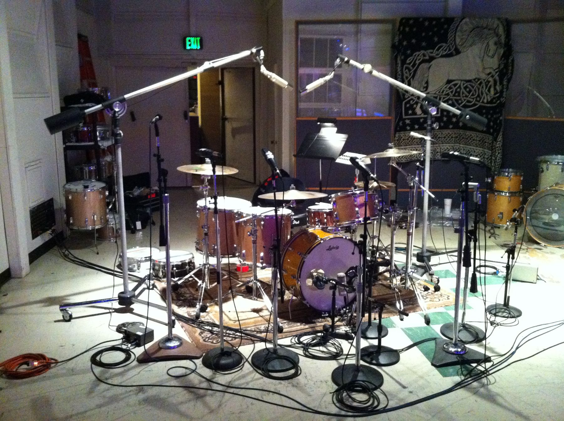 Fully mic'd drum kit