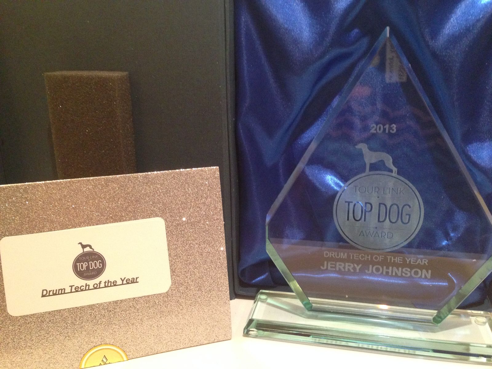 Tour Link Top Dog Award for Drum Tech of the Year, presented to Jerry Johnson