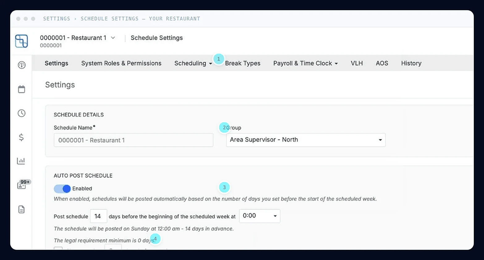 LIFELENZ schedule settings screen