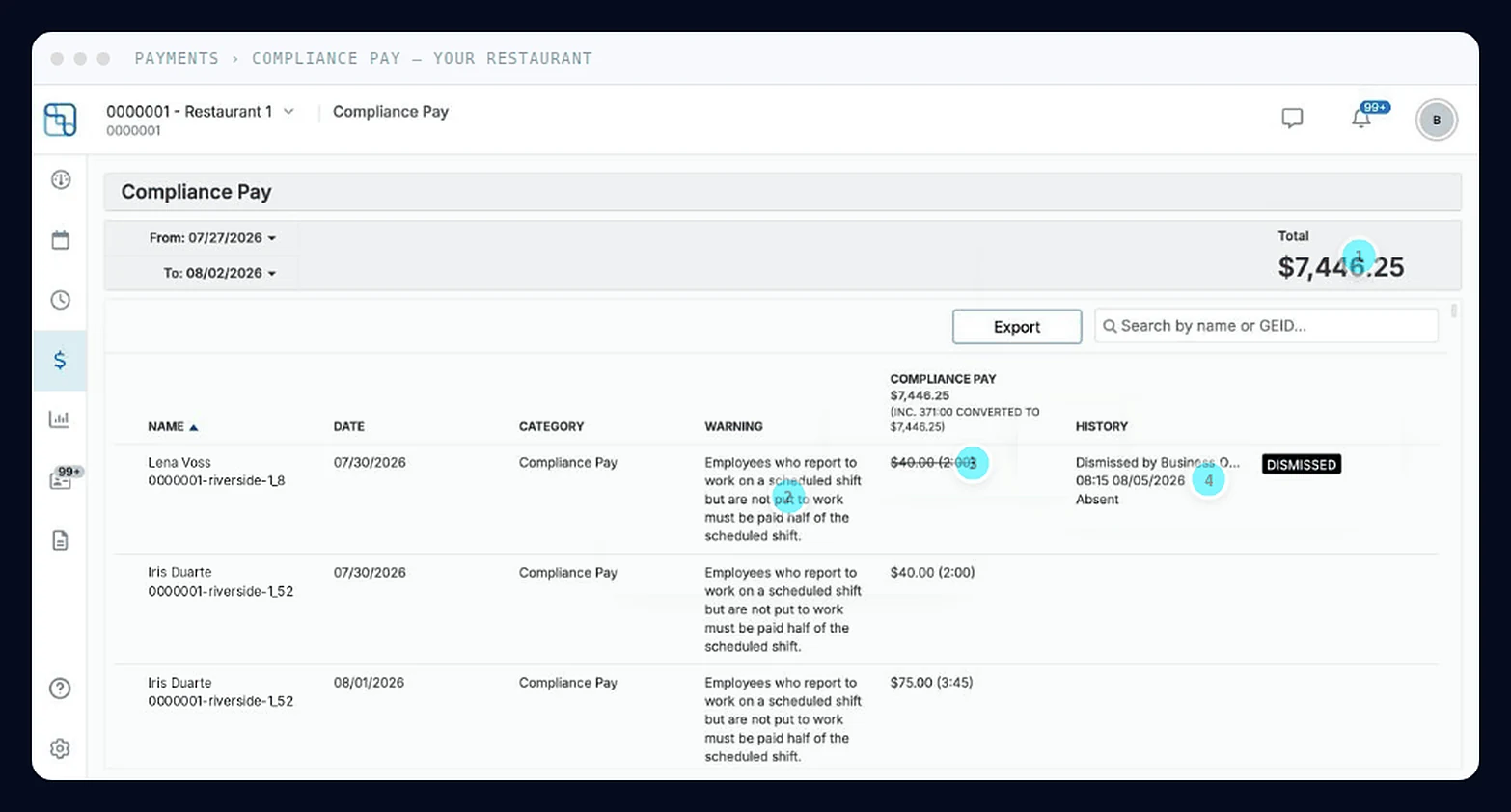 LIFELENZ compliance pay screen