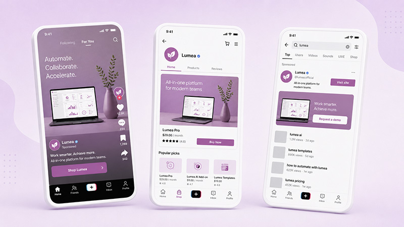 TikTok Ads examples showing short-form video ad placements