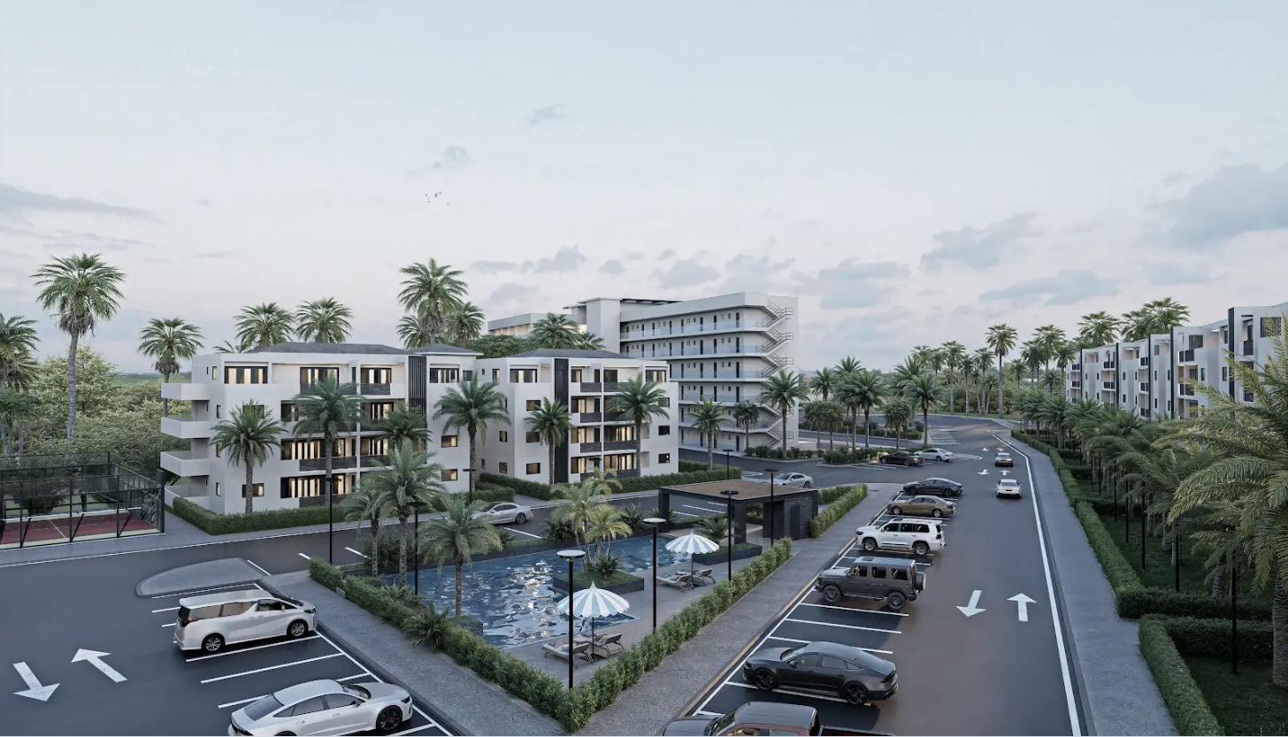 Aerial view of the Blue Resort & Hotel development