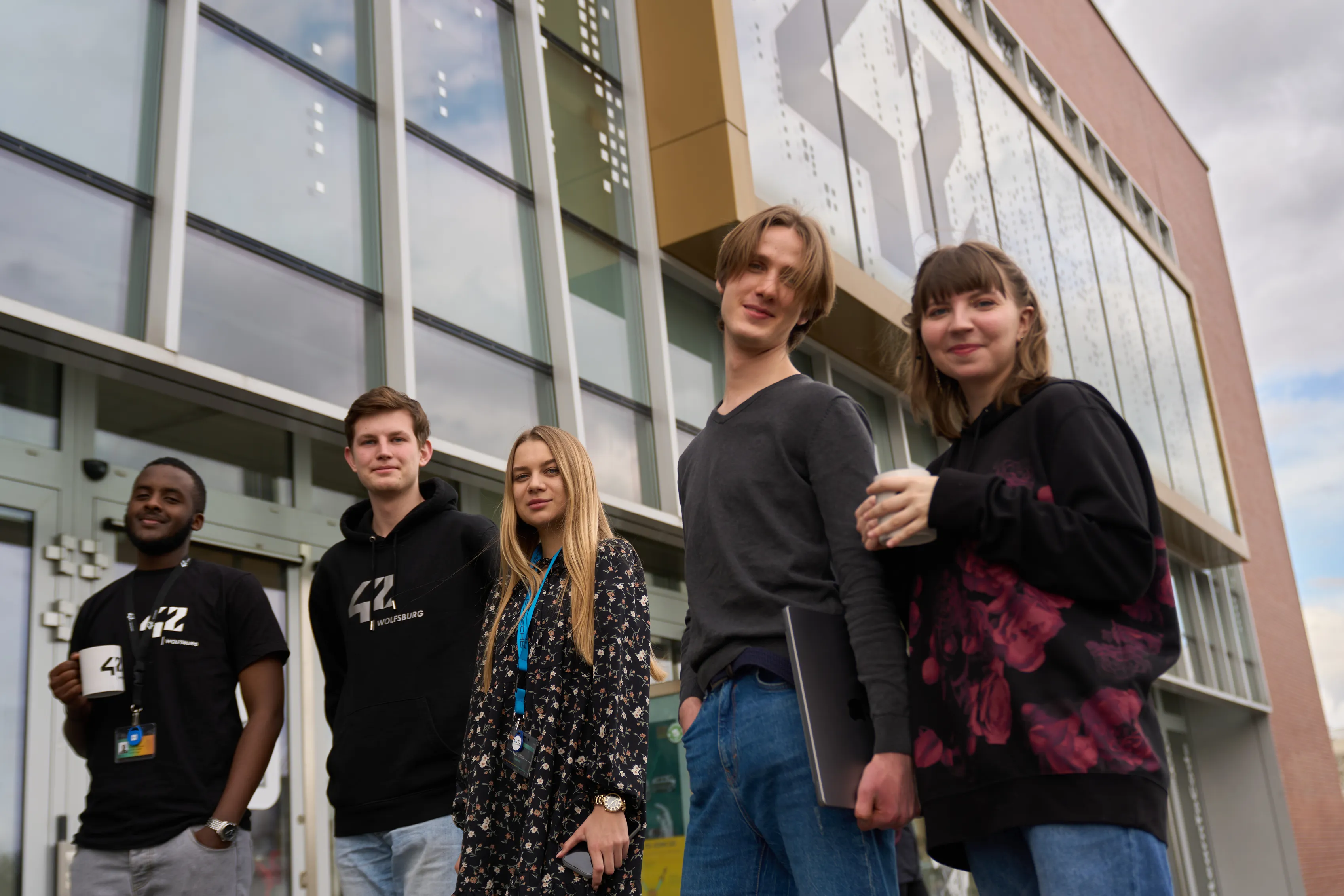 The 42 Wolfsburg student community outside the campus