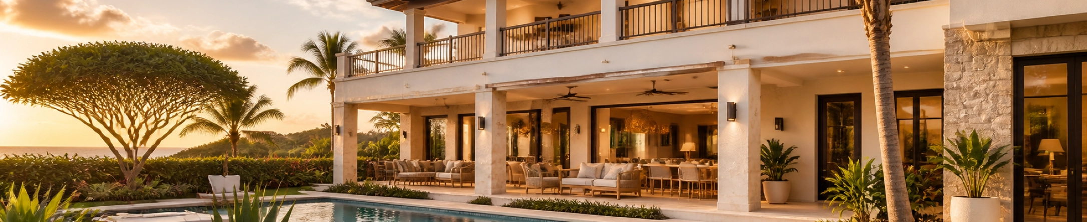 Aruba villa terrace at sunset