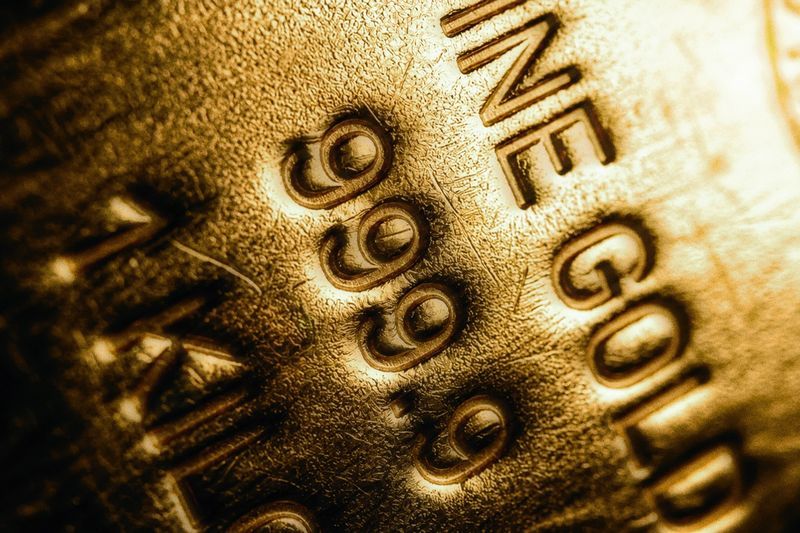 Fine gold bar stamped with 999.9 purity
