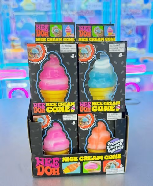 NeeDoh Nice Cream Cone squishies on display