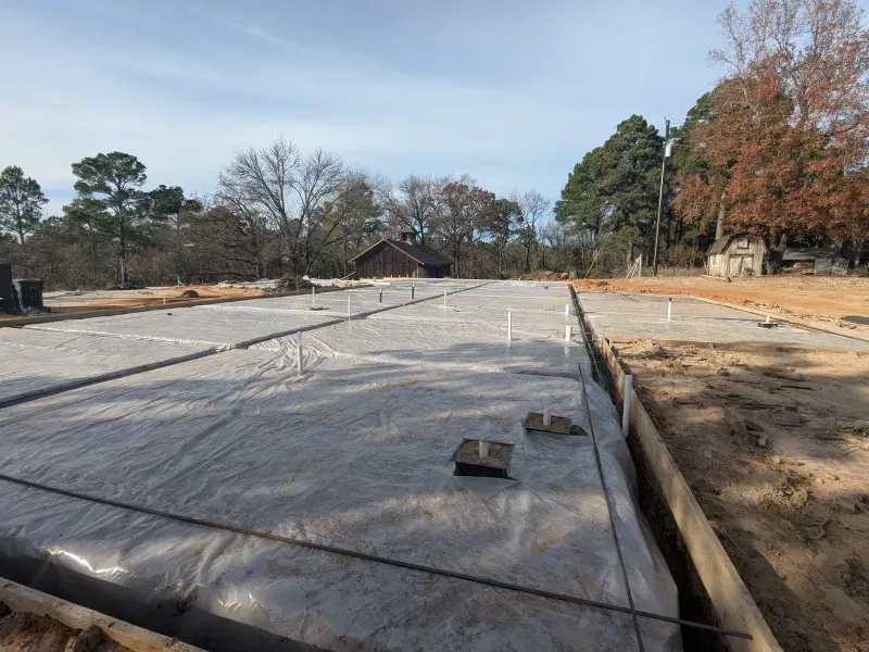 Commercial foundation slab preparation with rebar
