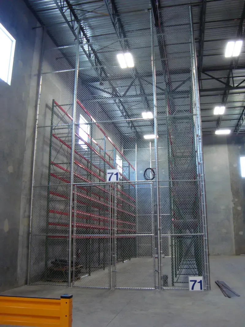 Warehouse security cage installation