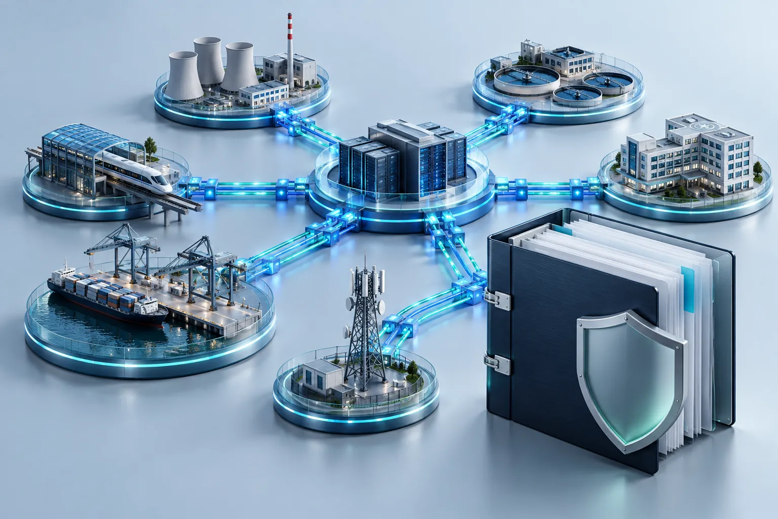 An interconnected regional critical infrastructure network with redundant protected channels and a technical policy binder