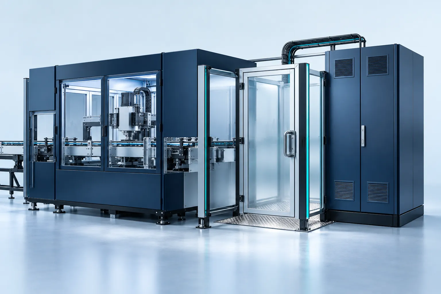 An industrial machine and control cabinet with a carefully isolated maintenance access gateway